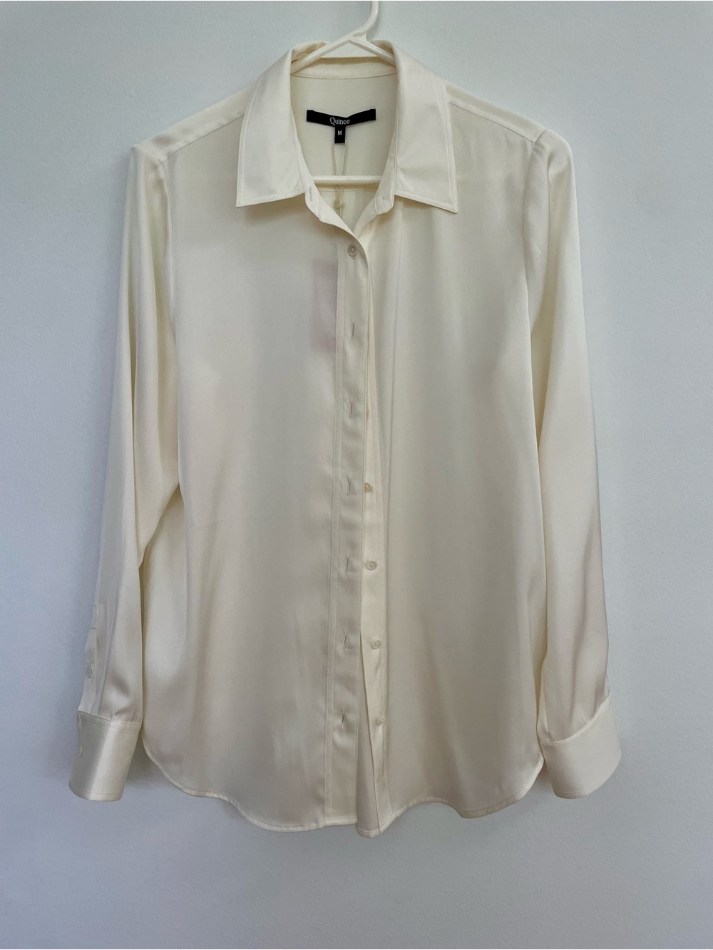 Quince Cream Silk Button-Down Blouse women’s Medium NWT